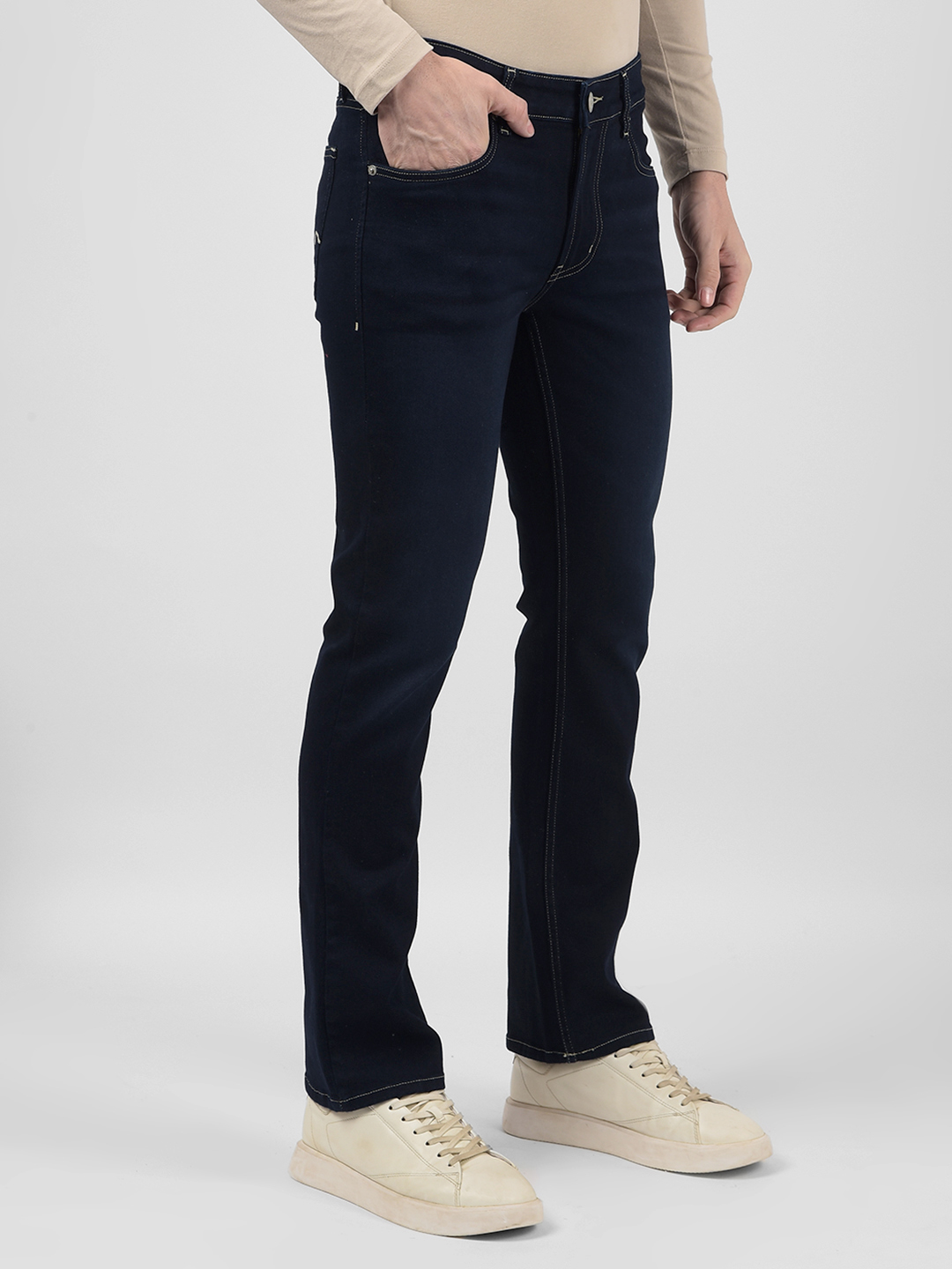 Numero Uno Men Solid Dark Blue Jeans